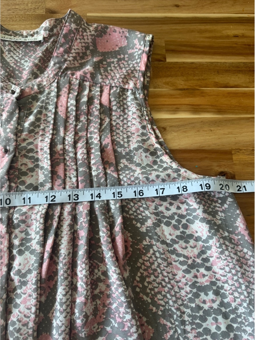 Daniel Rainn Women’s Blouse Gray Pink Print Button Front Cottagecore Boho fall - Picture 4 of 9